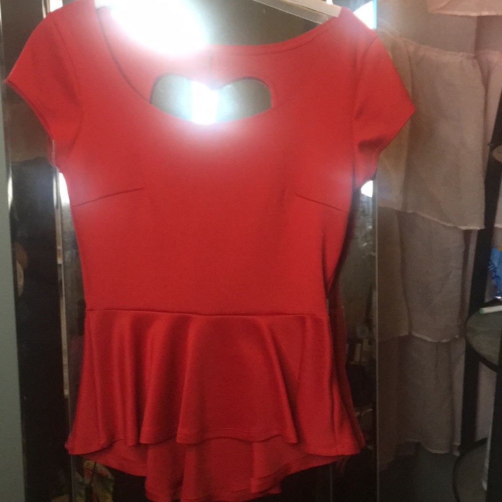 Red peplum top